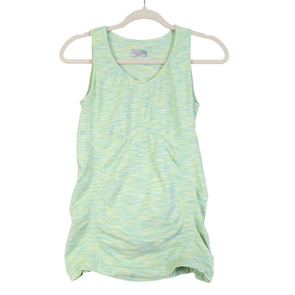 Athleta Womens Breathe Space Dye Tank‎ Top Size Medium Green Active Scrunch Gym